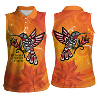 Canada Orange Shirt Day Haida Hummingbird Women Sleeveless Polo Shirt September 30 Truth and Reconciliation