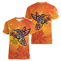 Canada Orange Shirt Day Haida Hummingbird Women V-Neck T-Shirt September 30 Truth and Reconciliation