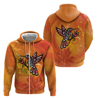 Canada Orange Shirt Day Haida Hummingbird Zip Hoodie September 30 Truth and Reconciliation