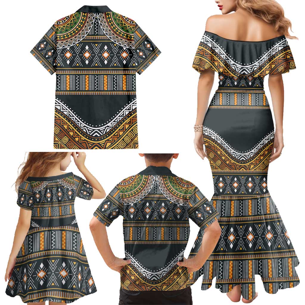 Africa Ethnic Native Pattern Family Matching Mermaid Dress and Hawaiian Shirt LT9 - Wonder Print Shop