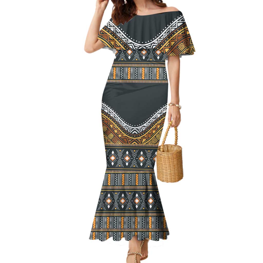 Africa Ethnic Native Pattern Family Matching Mermaid Dress and Hawaiian Shirt LT9 - Wonder Print Shop