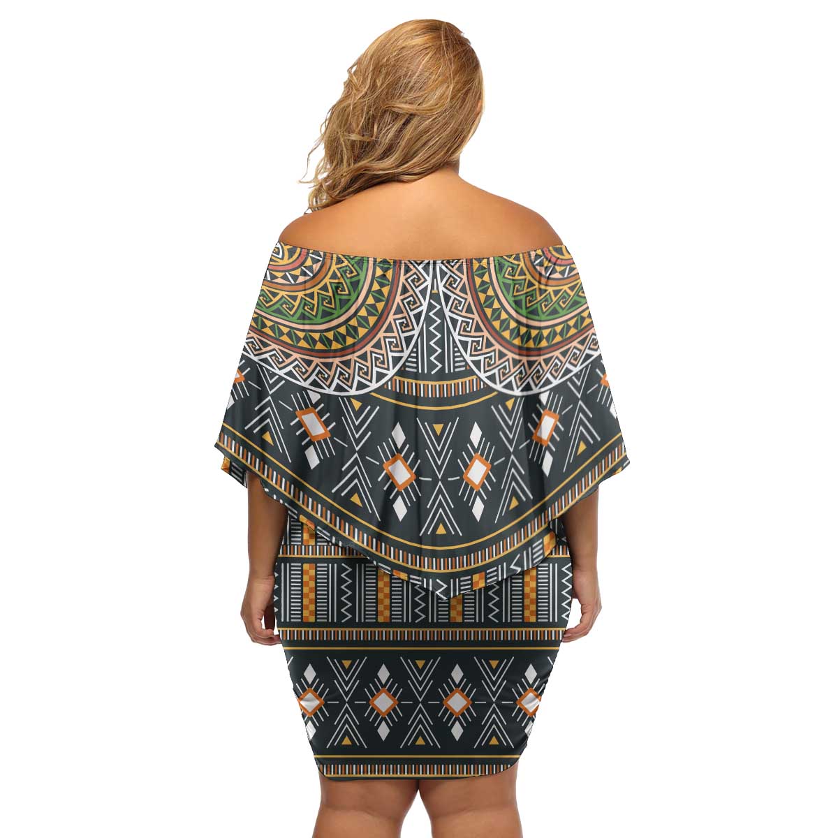 Africa Ethnic Native Pattern Family Matching Off Shoulder Short Dress and Hawaiian Shirt LT9 - Wonder Print Shop