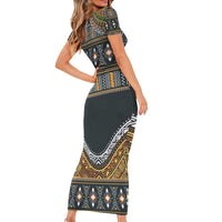 Africa Ethnic Native Pattern Family Matching Short Sleeve Bodycon Dress and Hawaiian Shirt - Wonder Print Shop