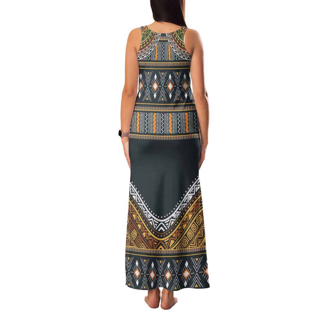 Africa Ethnic Native Pattern Family Matching Tank Maxi Dress and Hawaiian Shirt - Wonder Print Shop