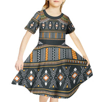 Africa Ethnic Native Pattern Kid Short Sleeve Dress - Wonder Print Shop