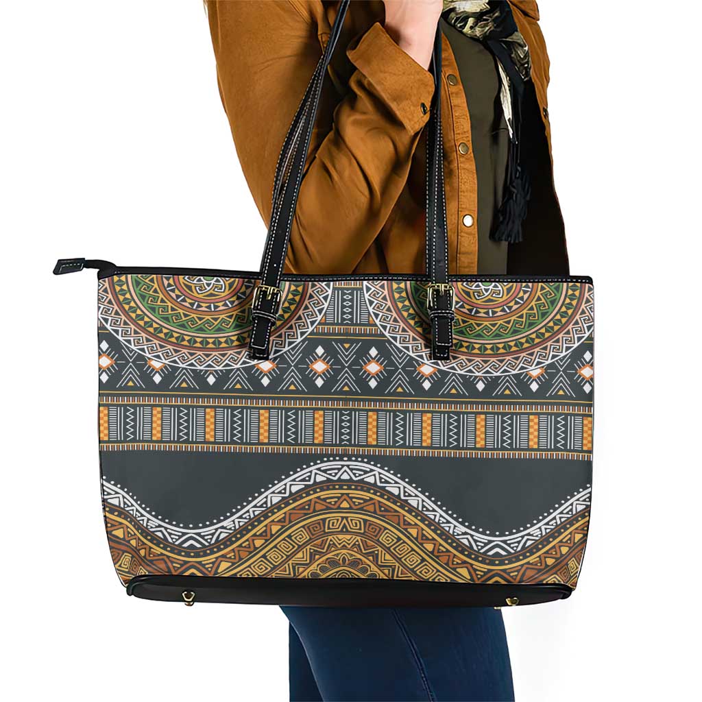 Africa Ethnic Native Pattern Leather Tote Bag - Wonder Print Shop