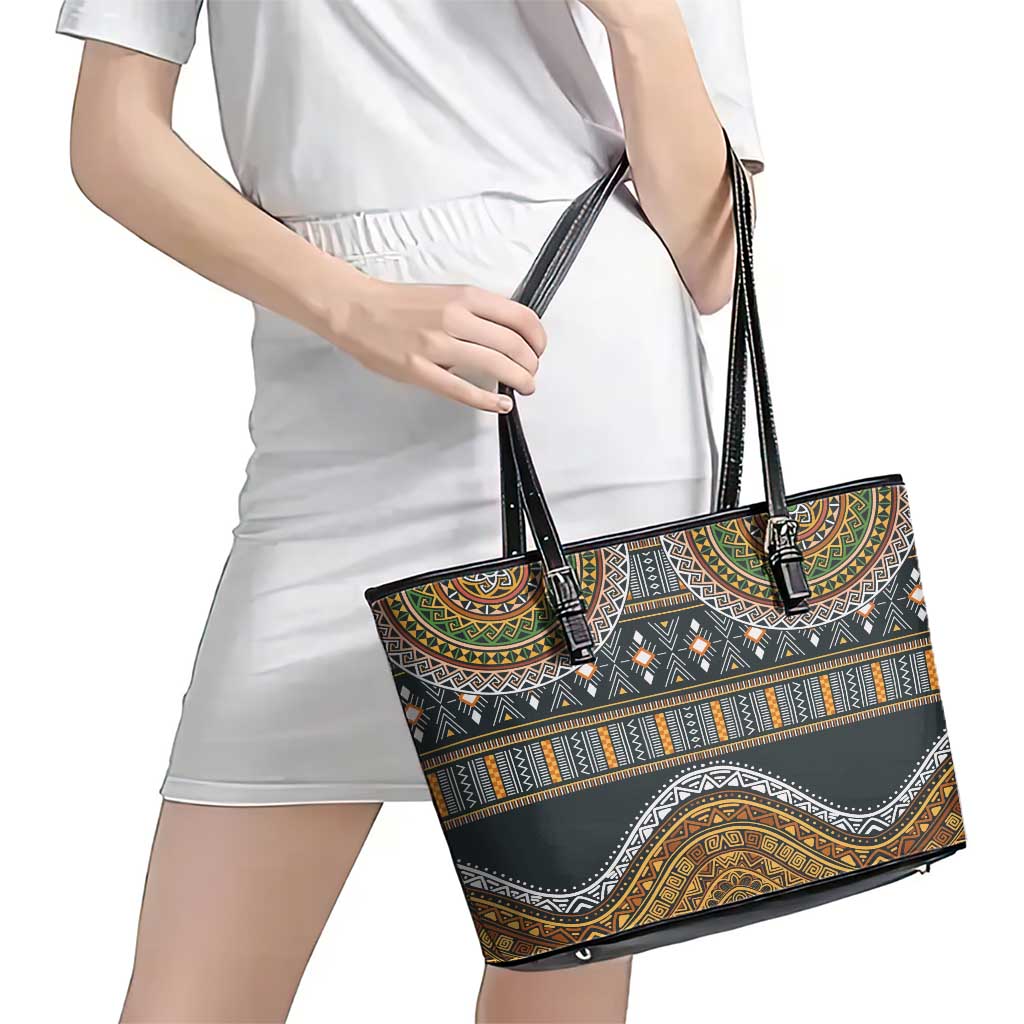 Africa Ethnic Native Pattern Leather Tote Bag - Wonder Print Shop