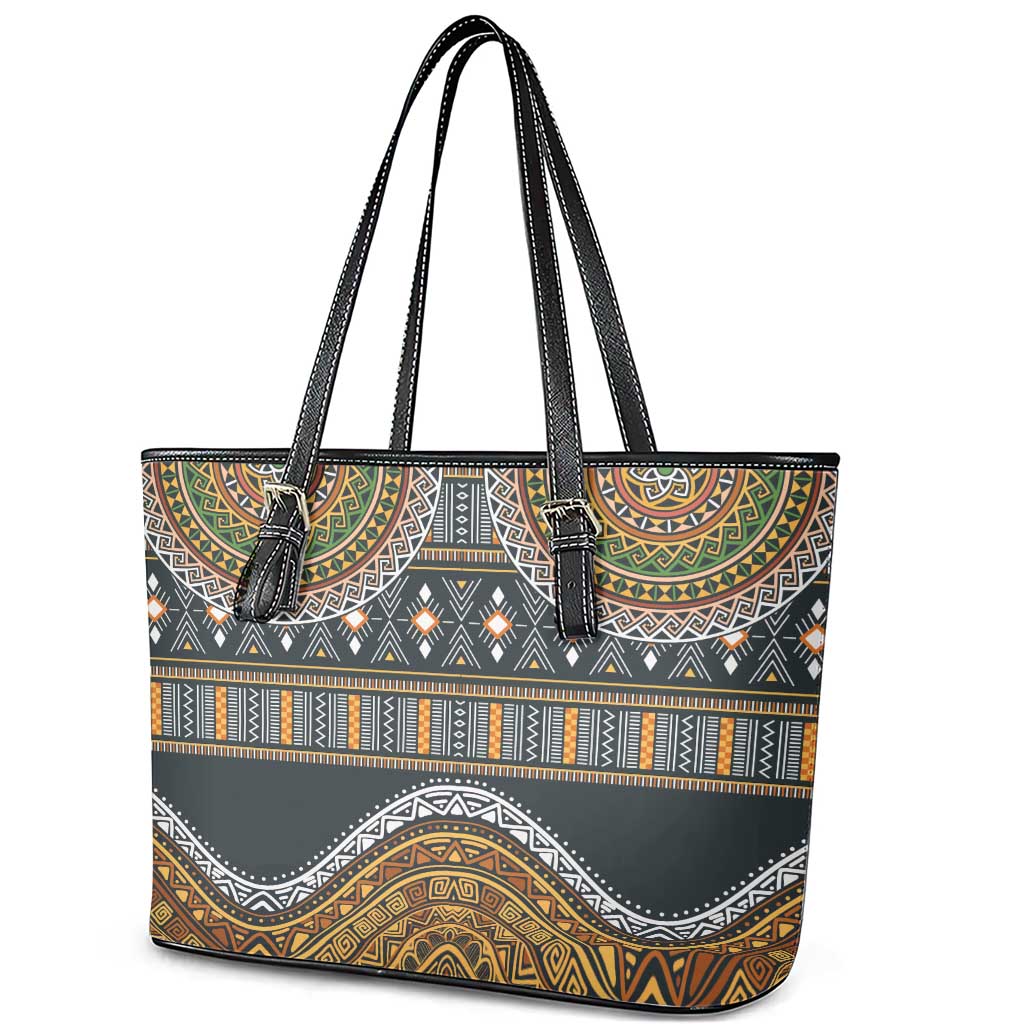 Africa Ethnic Native Pattern Leather Tote Bag - Wonder Print Shop