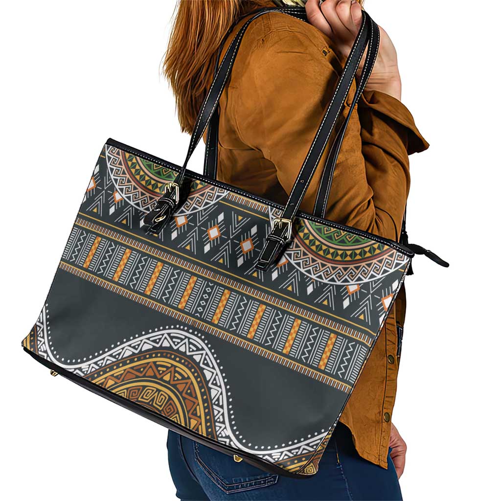 Africa Ethnic Native Pattern Leather Tote Bag - Wonder Print Shop