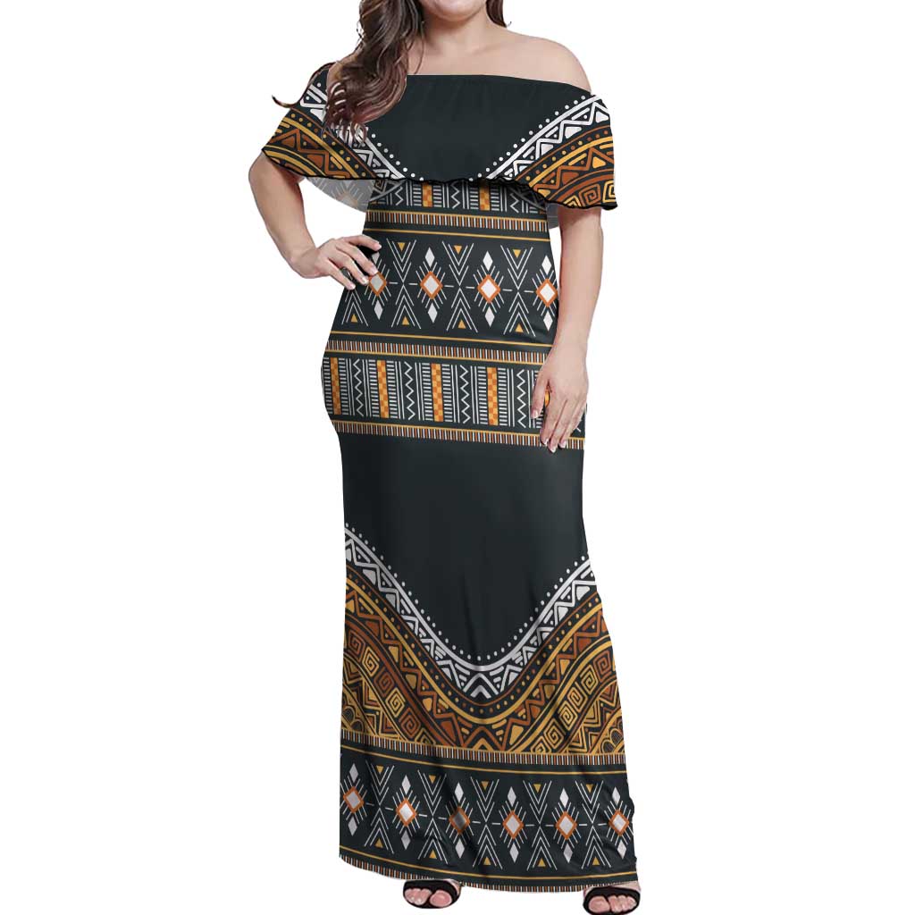 Africa Ethnic Native Pattern Off Shoulder Maxi Dress - Wonder Print Shop