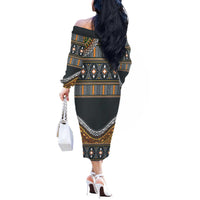 Africa Ethnic Native Pattern Off The Shoulder Long Sleeve Dress - Wonder Print Shop