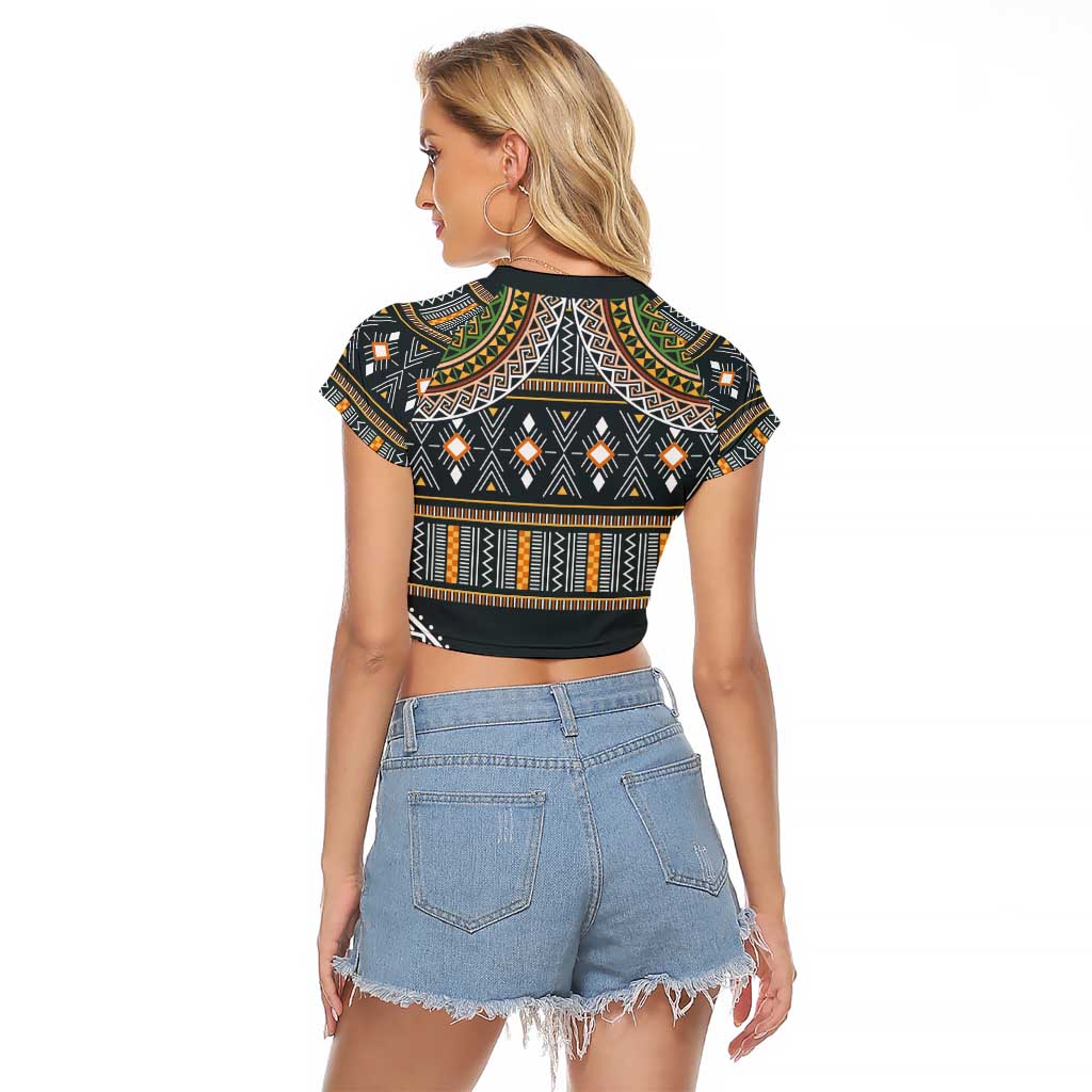 Africa Ethnic Native Pattern Raglan Cropped T Shirt - Wonder Print Shop