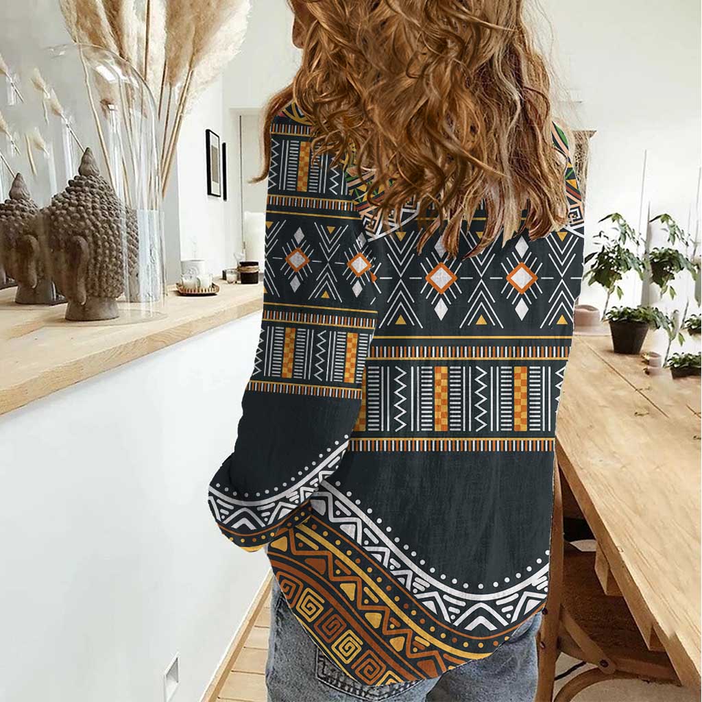 Africa Ethnic Native Pattern Women Casual Shirt - Wonder Print Shop