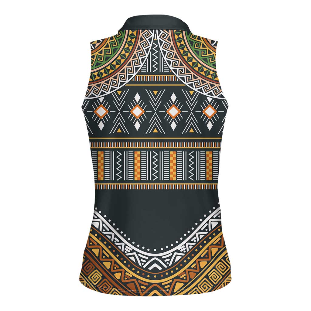 Africa Ethnic Native Pattern Women Sleeveless Polo Shirt - Wonder Print Shop