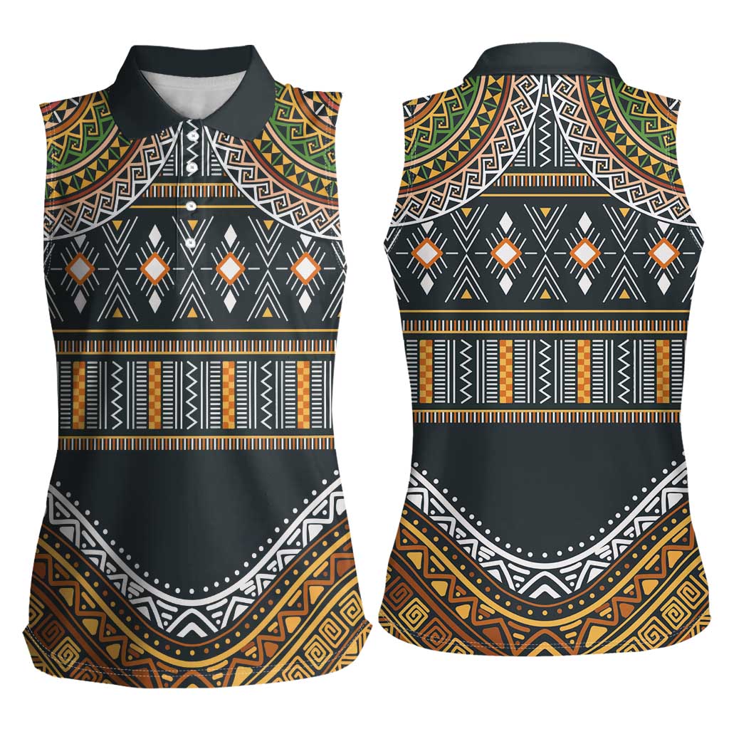 Africa Ethnic Native Pattern Women Sleeveless Polo Shirt - Wonder Print Shop