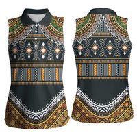 Africa Ethnic Native Pattern Women Sleeveless Polo Shirt - Wonder Print Shop