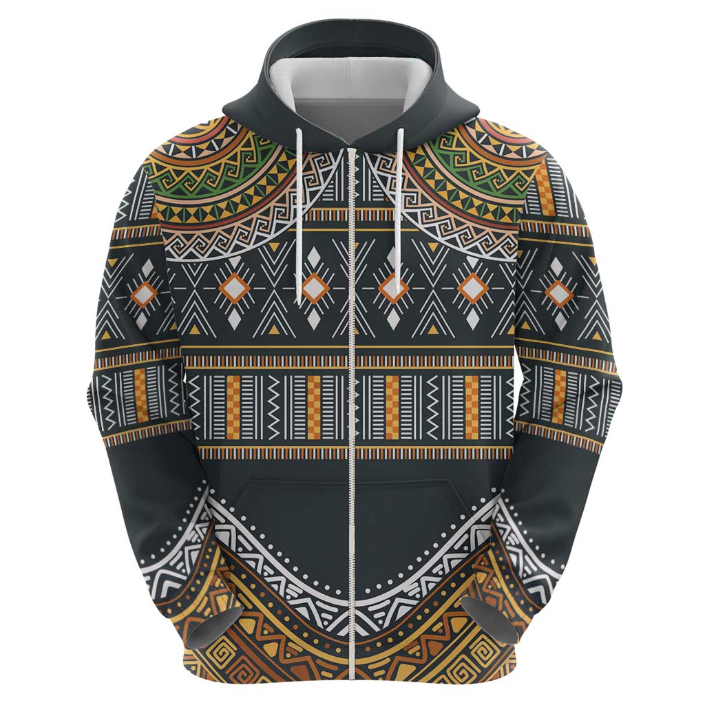 Africa Ethnic Native Pattern Zip Hoodie - Wonder Print Shop