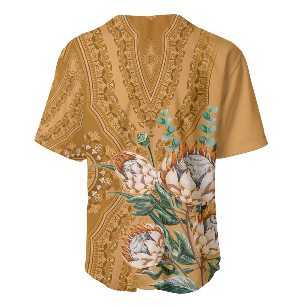 Africa King Proteas Dashiki Motif Baseball Jersey Gold Style LT9 - Wonder Print Shop