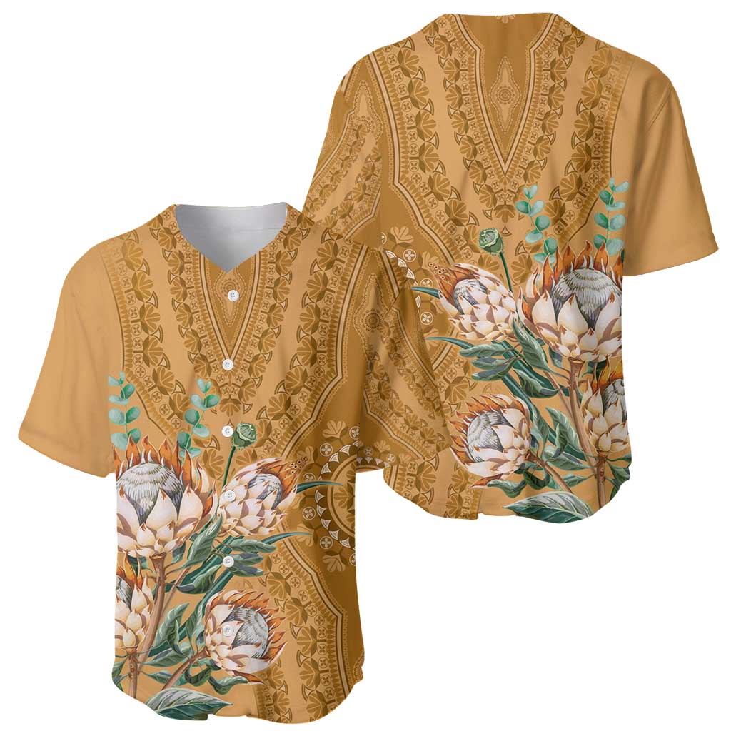 Africa King Proteas Dashiki Motif Baseball Jersey Gold Style LT9 - Wonder Print Shop