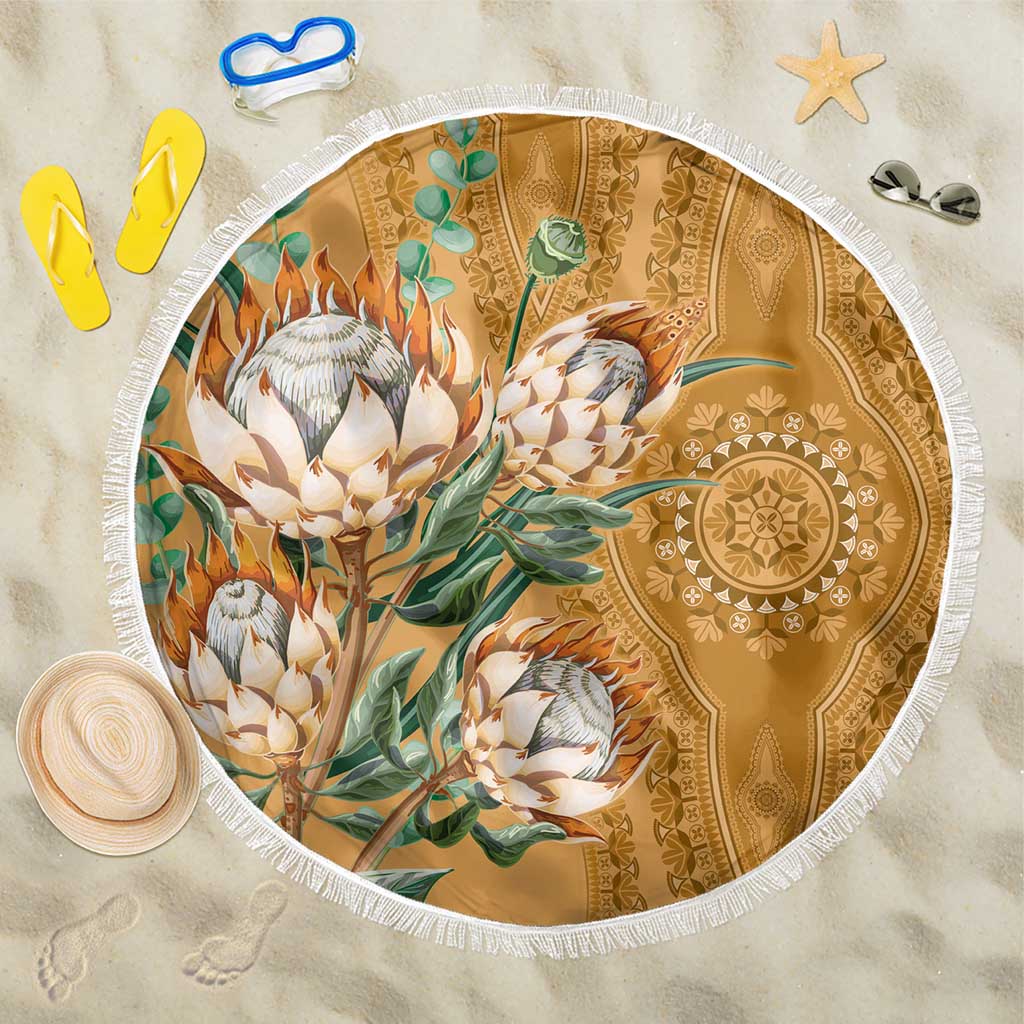 Africa King Proteas Dashiki Motif Beach Blanket Gold Style LT9 - Wonder Print Shop