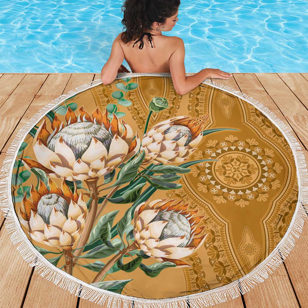 Africa King Proteas Dashiki Motif Beach Blanket Gold Style LT9 - Wonder Print Shop