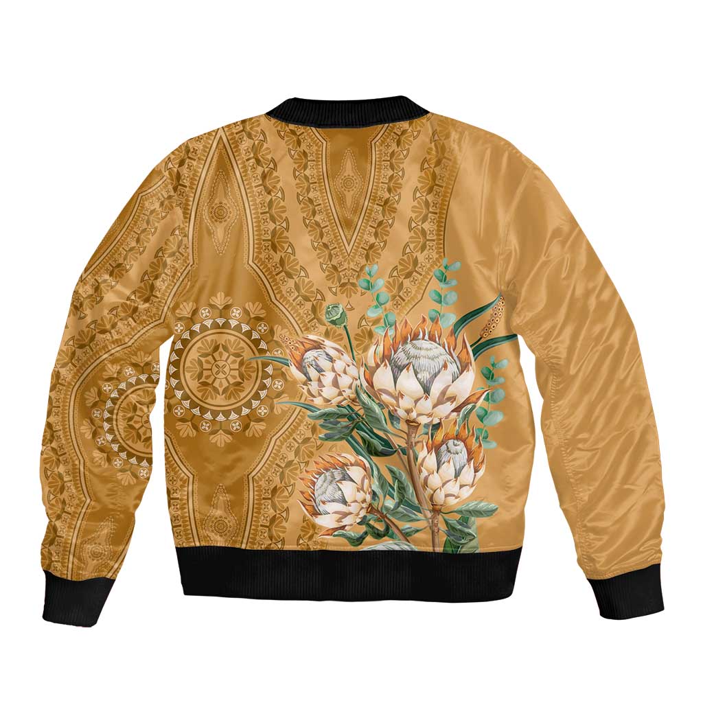 Africa King Proteas Dashiki Motif Bomber Jacket Gold Style LT9 - Wonder Print Shop