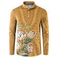 Africa King Proteas Dashiki Motif Button Sweatshirt Gold Style LT9 - Wonder Print Shop