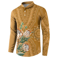 Africa King Proteas Dashiki Motif Button Sweatshirt Gold Style LT9 - Wonder Print Shop