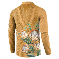Africa King Proteas Dashiki Motif Button Sweatshirt Gold Style LT9 - Wonder Print Shop