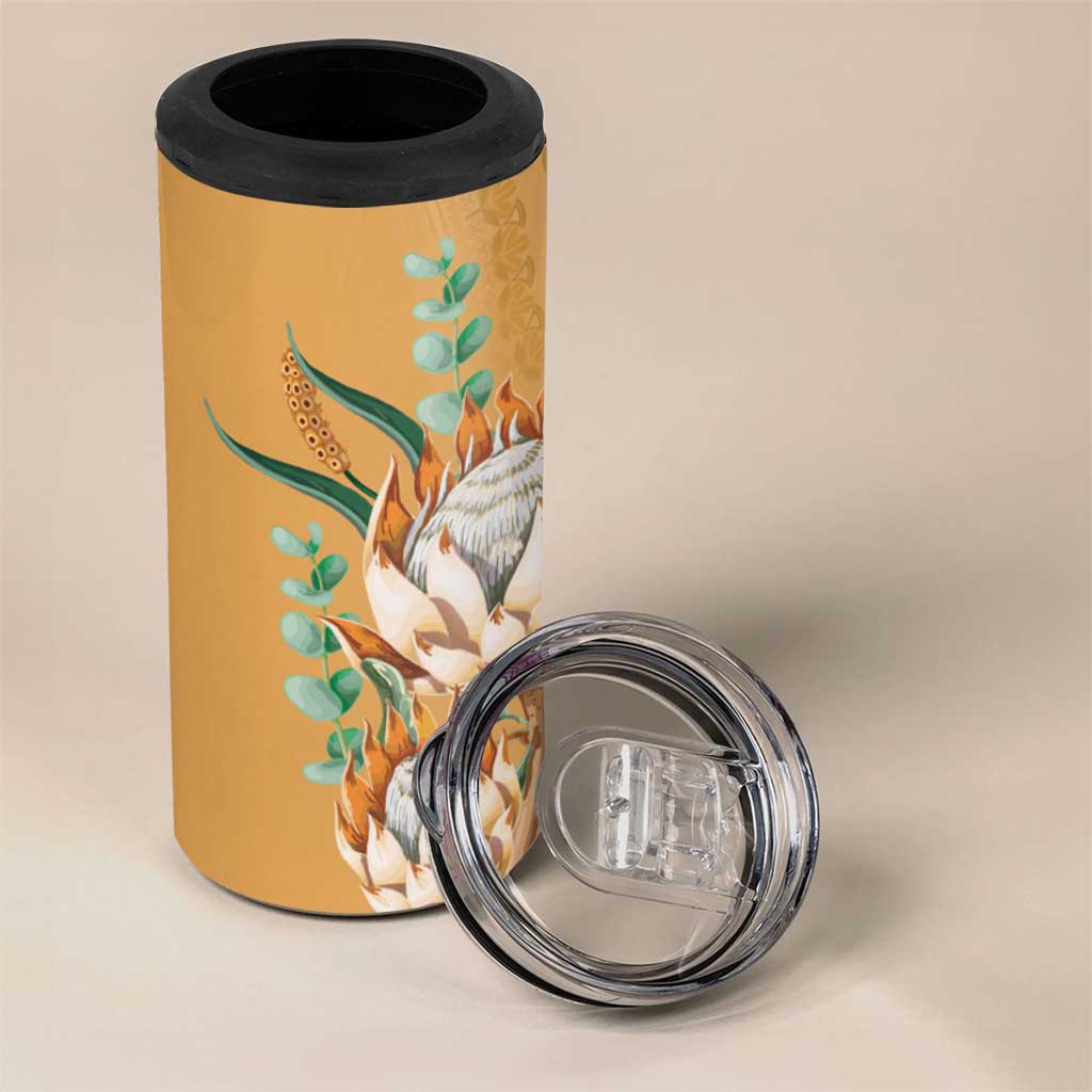 Africa King Proteas Dashiki Motif 4 in 1 Can Cooler Tumbler Gold Style LT9 - Wonder Print Shop