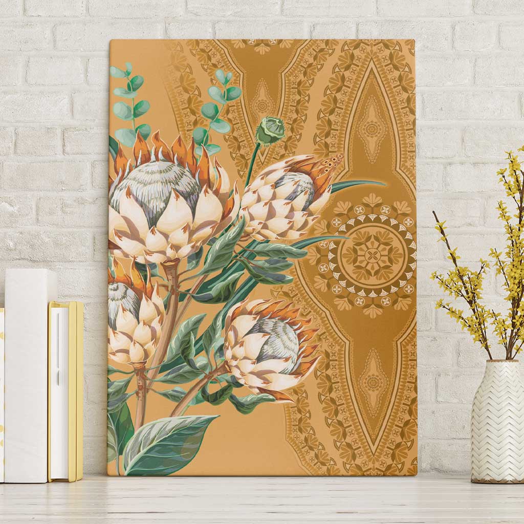 Africa King Proteas Dashiki Motif Canvas Wall Art Gold Style LT9 - Wonder Print Shop