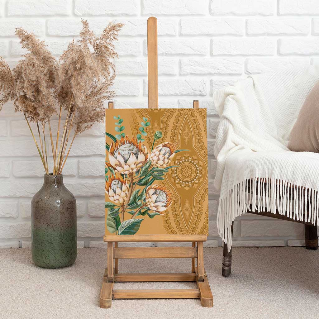 Africa King Proteas Dashiki Motif Canvas Wall Art Gold Style LT9 - Wonder Print Shop
