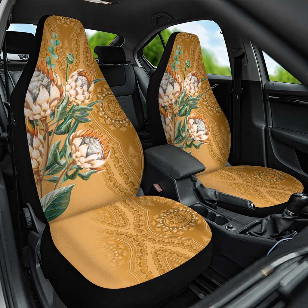 Africa King Proteas Dashiki Motif Car Seat Cover Gold Style LT9 - Wonder Print Shop