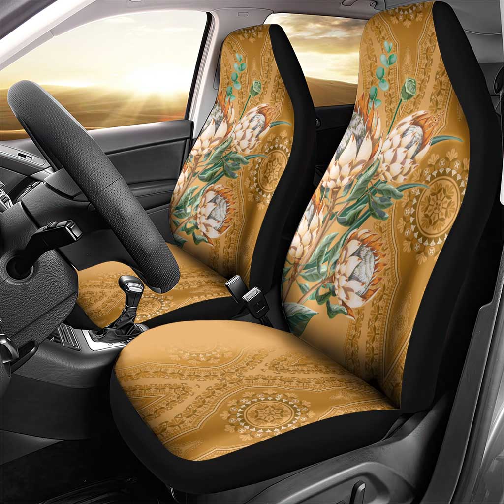 Africa King Proteas Dashiki Motif Car Seat Cover Gold Style LT9 - Wonder Print Shop