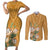 Africa King Proteas Dashiki Motif Couples Matching Short Sleeve Bodycon Dress and Long Sleeve Button Shirt Gold Style LT9 - Wonder Print Shop