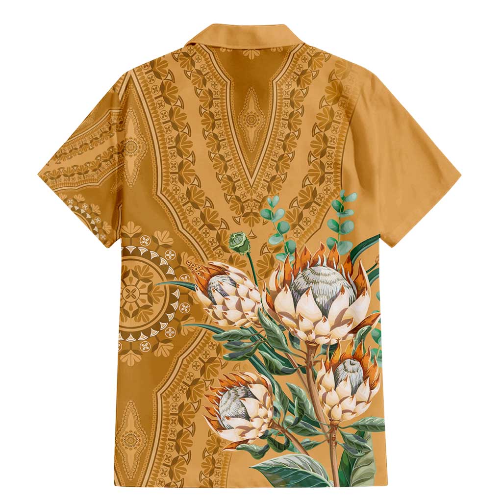Africa King Proteas Dashiki Motif Family Matching Mermaid Dress and Hawaiian Shirt Gold Style LT9 - Wonder Print Shop