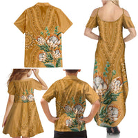 Africa King Proteas Dashiki Motif Family Matching Summer Maxi Dress and Hawaiian Shirt Gold Style - Wonder Print Shop