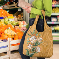 Africa King Proteas Dashiki Motif Grocery Bag Gold Style