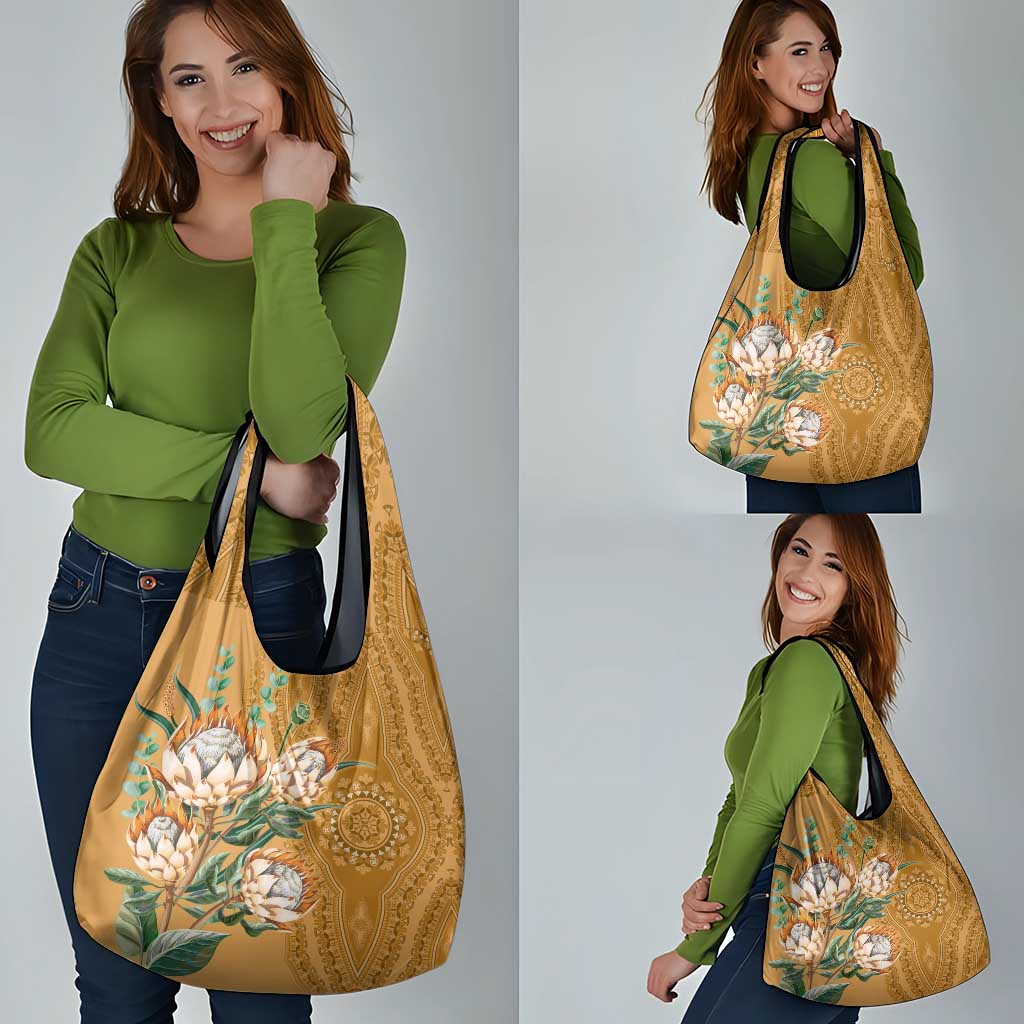 Africa King Proteas Dashiki Motif Grocery Bag Gold Style