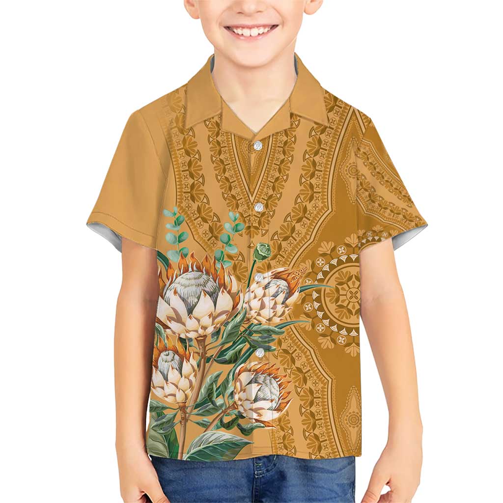 Africa King Proteas Dashiki Motif Hawaiian Shirt Gold Style - Wonder Print Shop