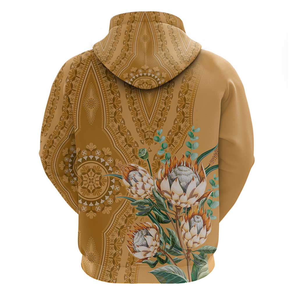 Africa King Proteas Dashiki Motif Hoodie Gold Style - Wonder Print Shop