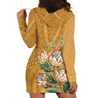 Africa King Proteas Dashiki Motif Hoodie Dress Gold Style - Wonder Print Shop