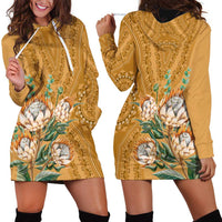 Africa King Proteas Dashiki Motif Hoodie Dress Gold Style - Wonder Print Shop