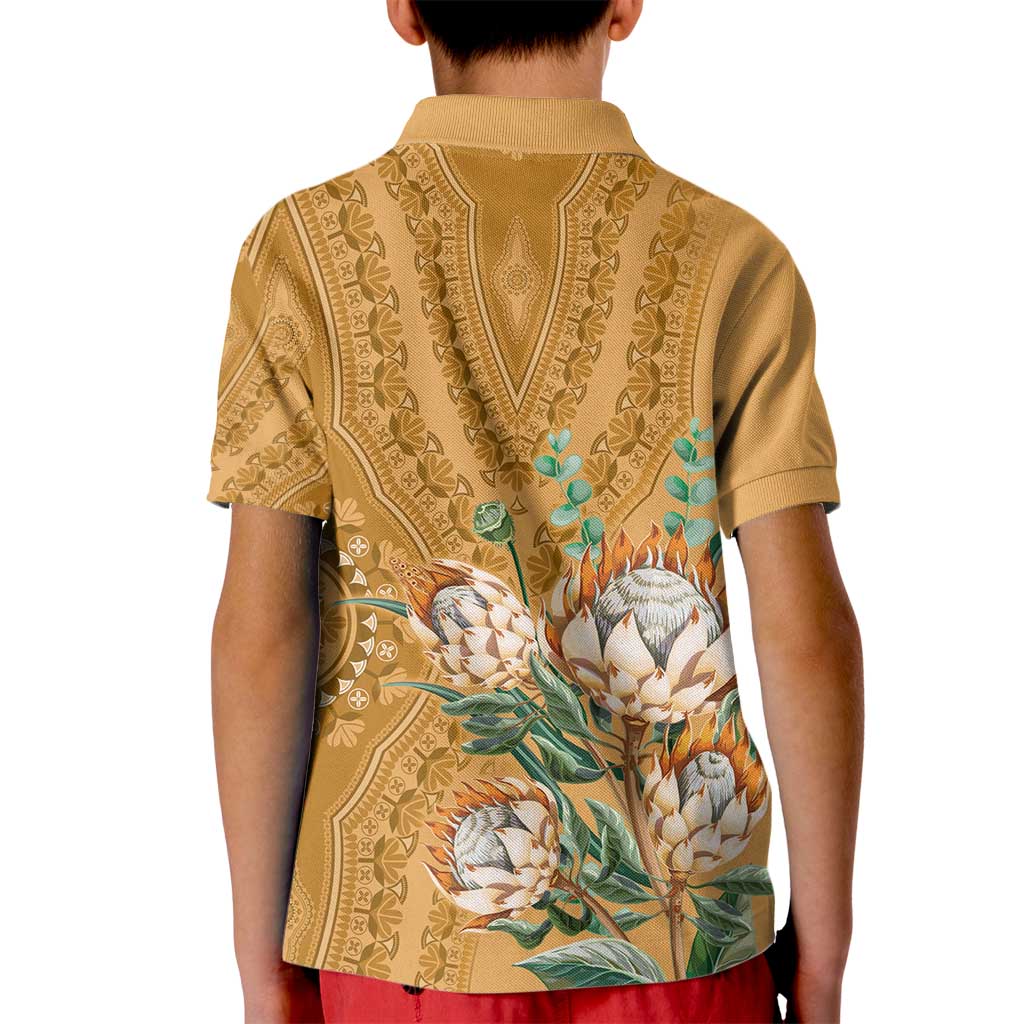 Africa King Proteas Dashiki Motif Kid Polo Shirt Gold Style - Wonder Print Shop