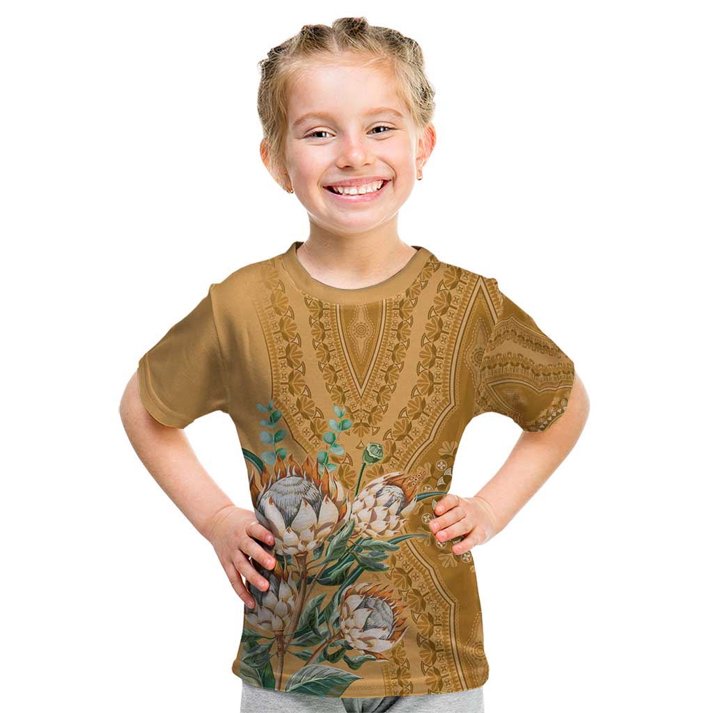 Africa King Proteas Dashiki Motif Kid T Shirt Gold Style - Wonder Print Shop