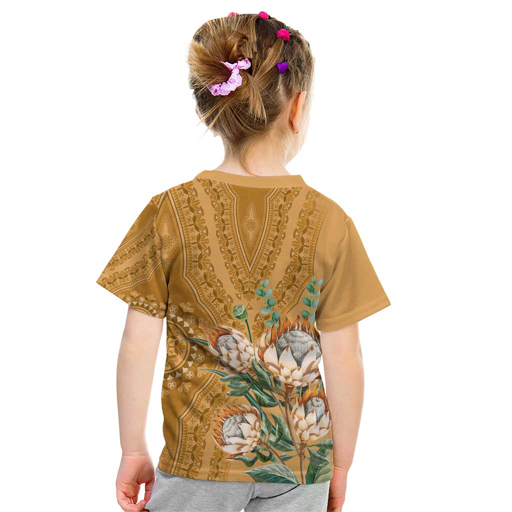Africa King Proteas Dashiki Motif Kid T Shirt Gold Style - Wonder Print Shop