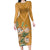Africa King Proteas Dashiki Motif Long Sleeve Bodycon Dress Gold Style - Wonder Print Shop
