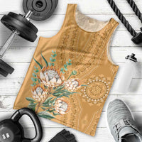 Africa King Proteas Dashiki Motif Men Tank Top Gold Style - Wonder Print Shop