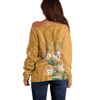 Africa King Proteas Dashiki Motif Off Shoulder Sweater Gold Style - Wonder Print Shop
