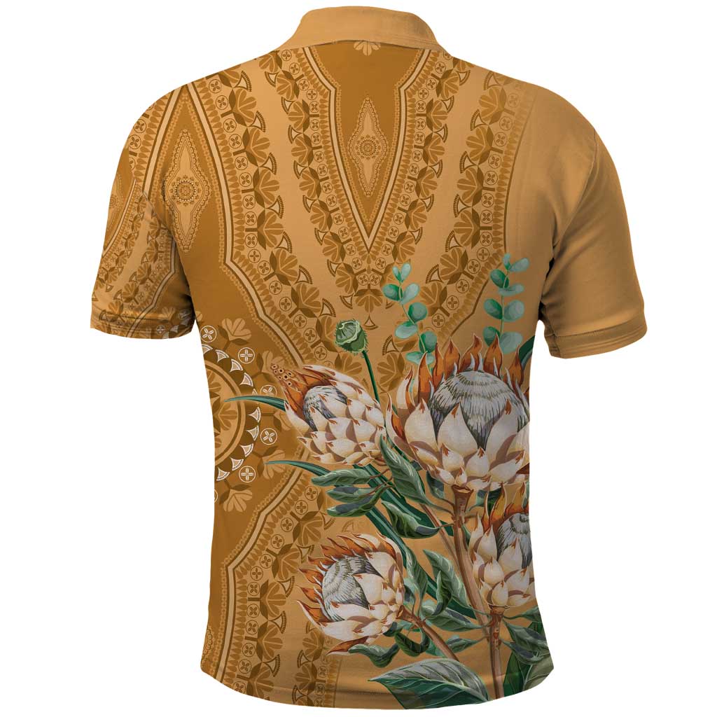 Africa King Proteas Dashiki Motif Polo Shirt Gold Style - Wonder Print Shop